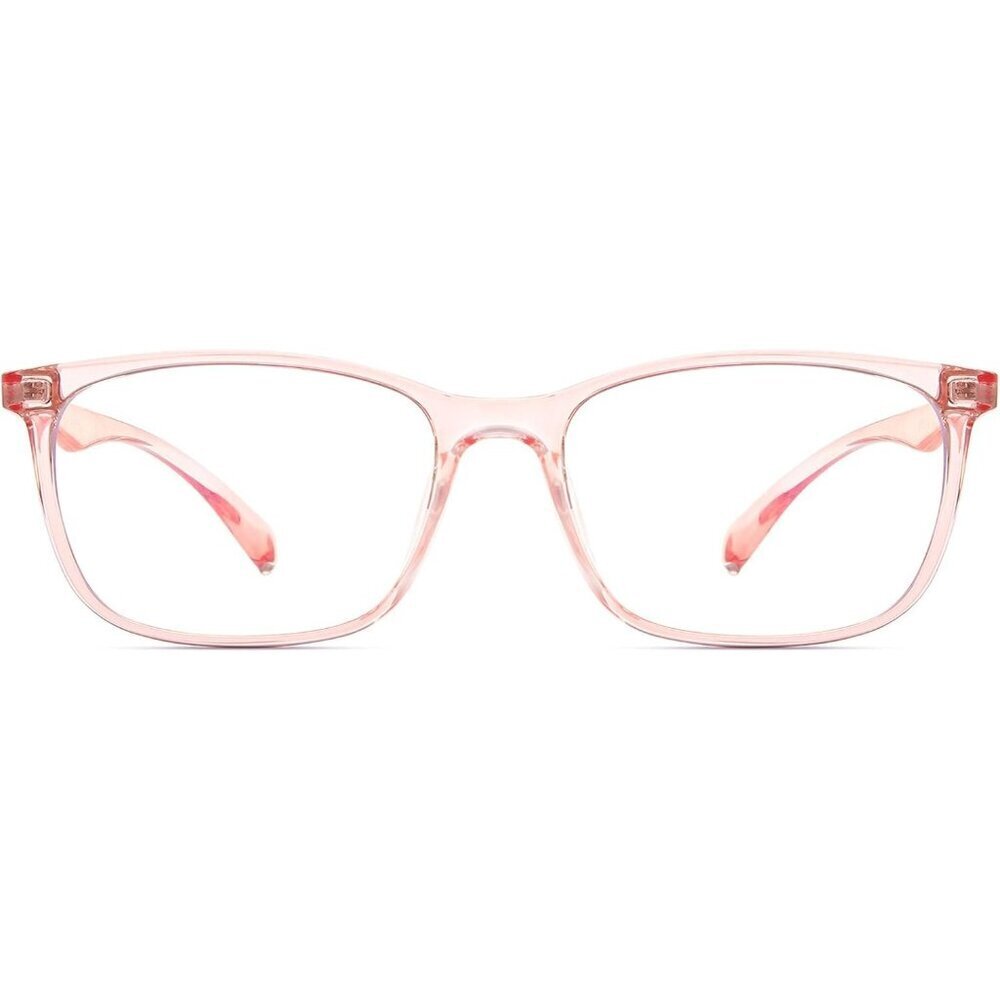 Unisex Pink Square Lightweight Frame Anti Eyestrain Light Blocking Glasses